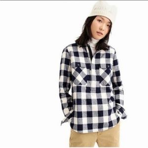 J Crew Buffalo Plaid Half Zip Flannel